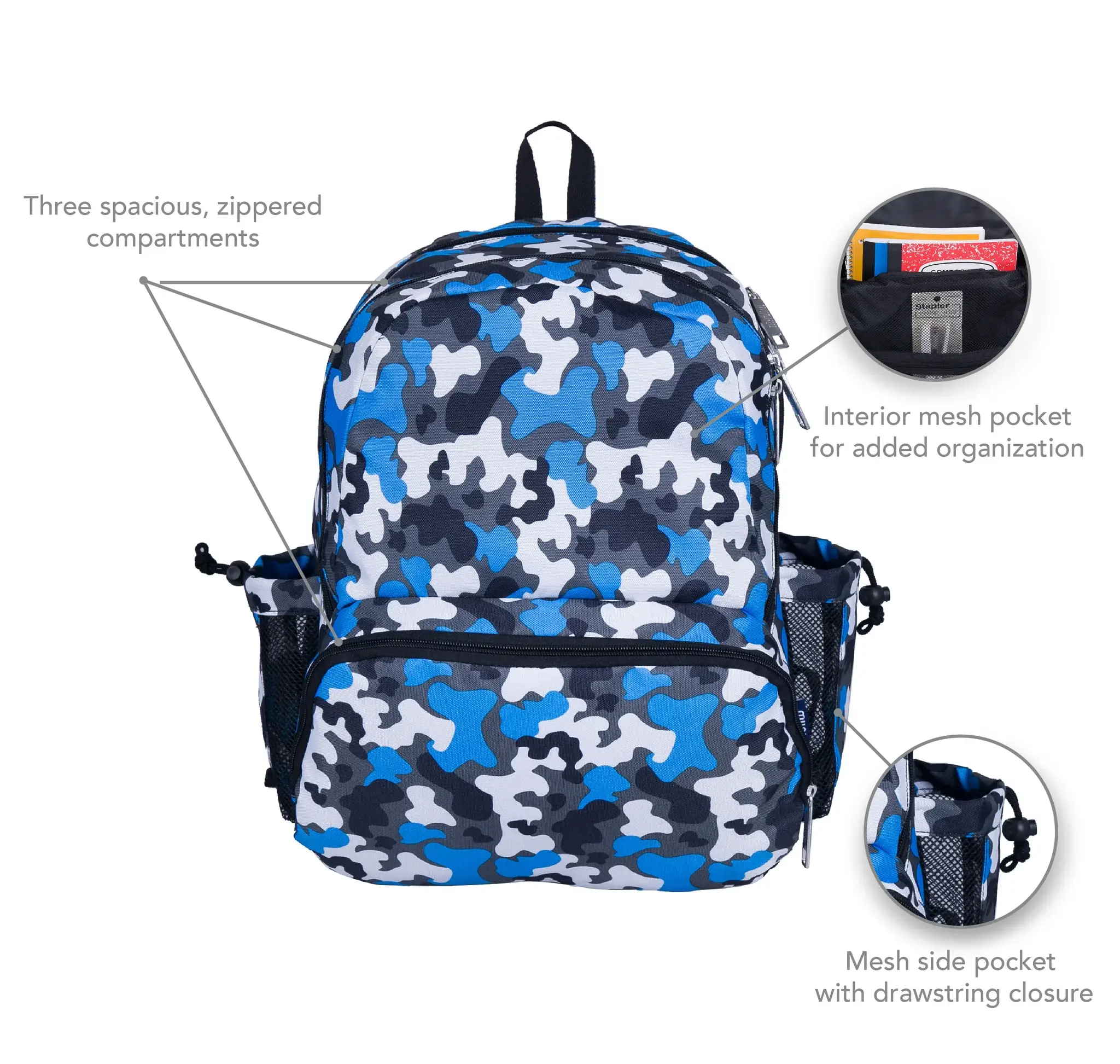 Wildkin - Wholesale Backpack - Kids - Blue Camo 17 Inch Backpack6