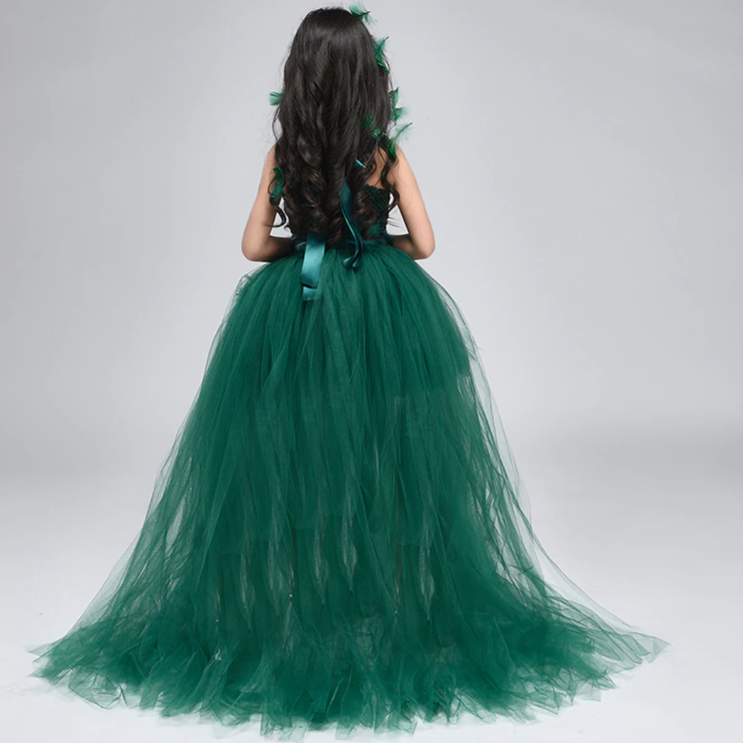 KiddieKickz - Wholesale Costume - Kids - Trailing Green Fairy Halloween Costume Tutu Dress Set3