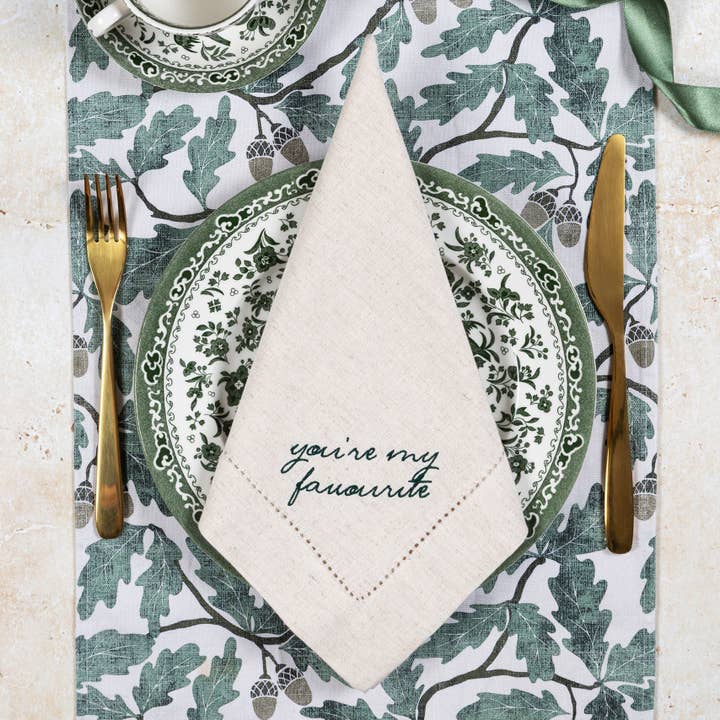 You're my Favourite Embroidered Napkins (Pair) for wholesale by Pintail Candles | Avalon Home
