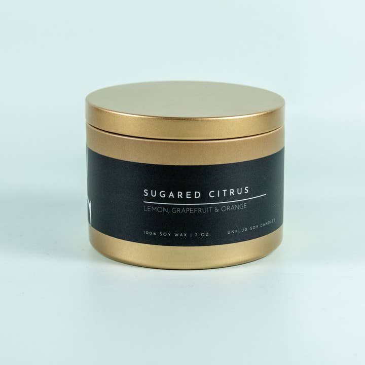 Unplug Soy Candles - Wholesale Travel Candles - Matte Gold Travel Tin Soy Candle