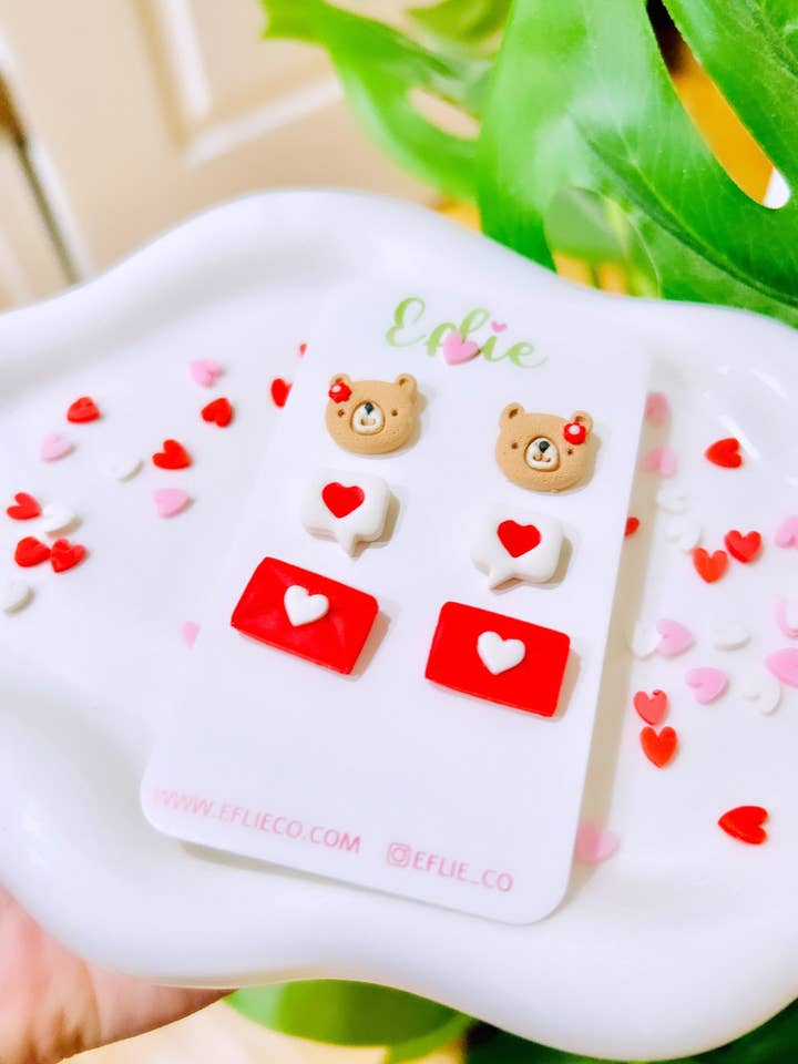 Valentijnsdag Oorbellen Studs Wees de Mijne Hou van Jou Stud Oorbellen voor wholesale door Eflie