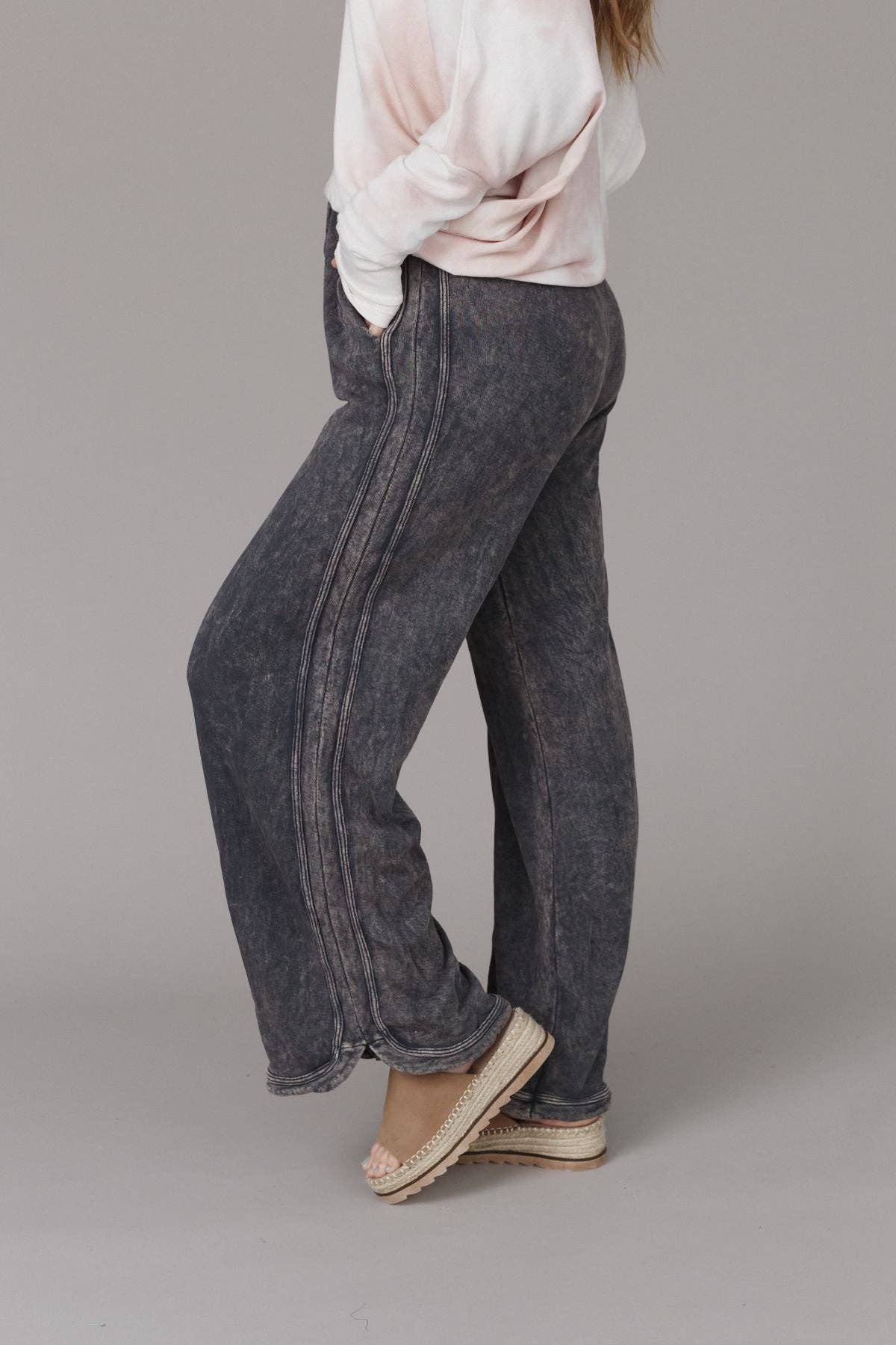 Three Bird Nest - Vente Pantalon – femme - Pantalon ample à jambes larges So Comfy - New Charcoal2