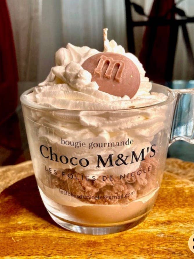 bougie gourmande chocolat noisette pour la vente par Les folies de Nicole