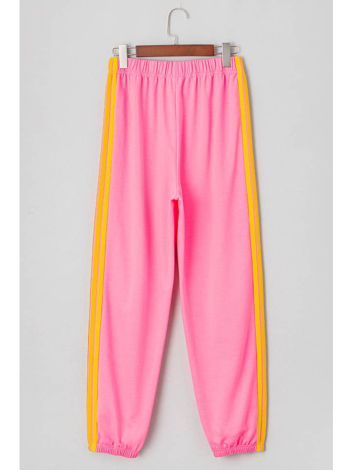 Pink Stripe High Waist Sweatpants for wholesale on Faire