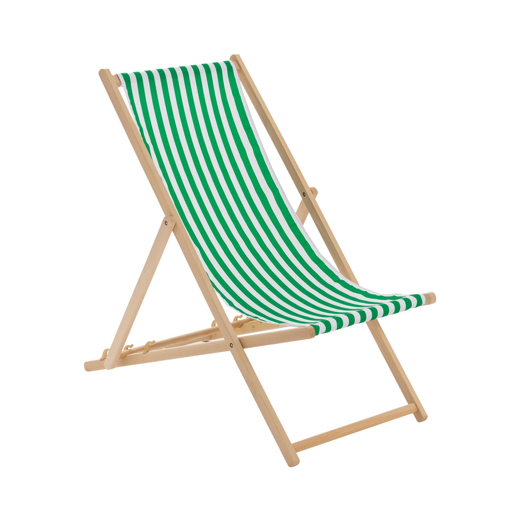 Rinkit Ltd - Wholesale Folding Chair - Harbour Housewares Beach Deck Chair - Green/White Stripe