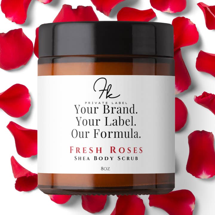 Fresh Roses Shea Sugar Scrub for wholesale by FK Private Label Labs