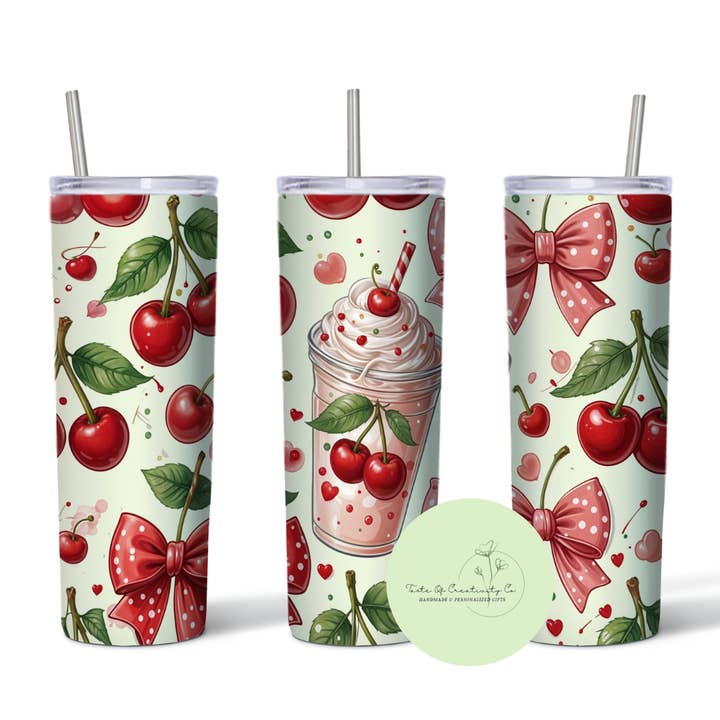 Copo Sublimado Cherry Frappe e Coquettes 20oz, Seguro para Máquina de Lavar Loiça, Presente para Ela por atacado de Taste of Creativity CO.
