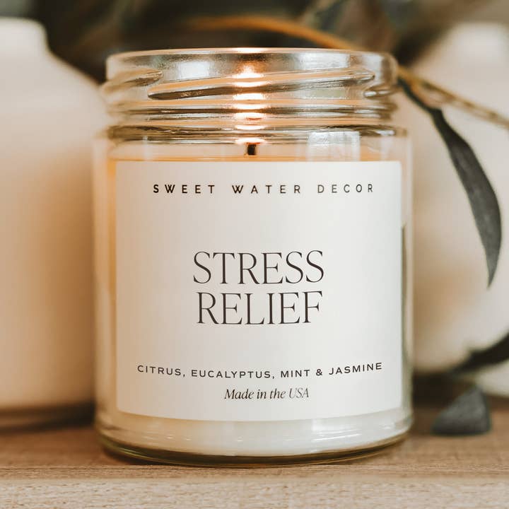 Stress Relief 9 oz Soy Candle - Home Decor & Gifts for wholesale by Sweet Water Decor