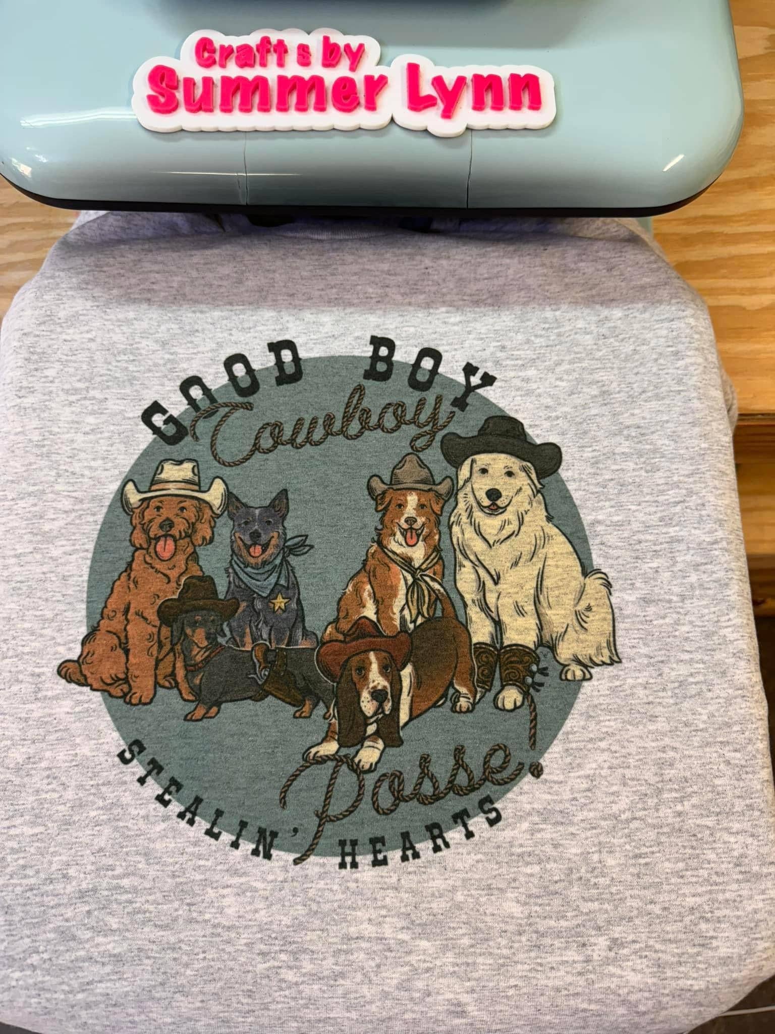 CraftsbysummerlynnLLC - Wholesale Screen Printed T-Shirt - Women's - Good boy cowboy dog0