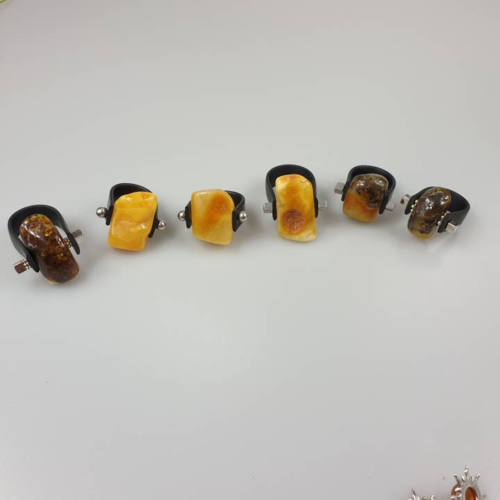 AmberLithuania - Wholesale Cocktail/Statement Ring - Amber Ring, Gemstone rings, Adjustable crytstal Ring