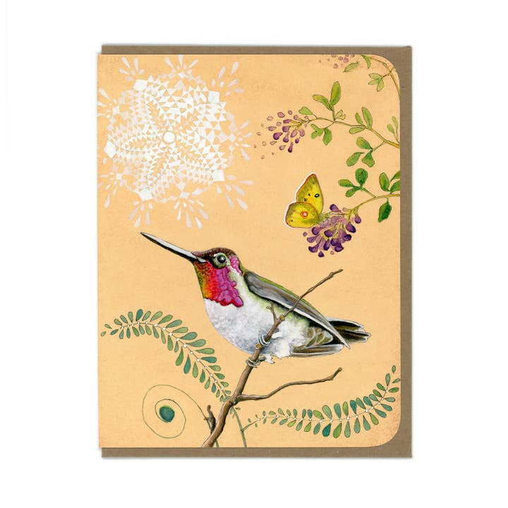 Anna's Hummingbird Bird - Tarjeta en blanco para venta al por mayor de Amy Rose Moore Illustration
