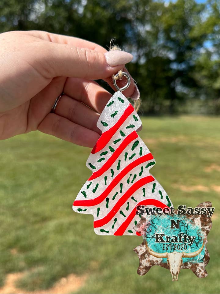 Christmas Tree Cake Car freshie for wholesale by Sweet Sassy N Krafty LLC