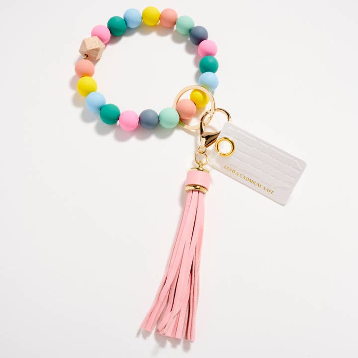 Lilla Haven - Wholesale Keychain bracelet - Beaded Bracelet Keychain with Tassel – Silicone Bead Wristlet Key Ring for Women15