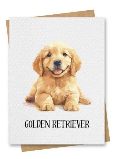 Cartão de Cão Golden Retriever em Aguarela Incl. Envelope Kraft por atacado de Paper Kuts