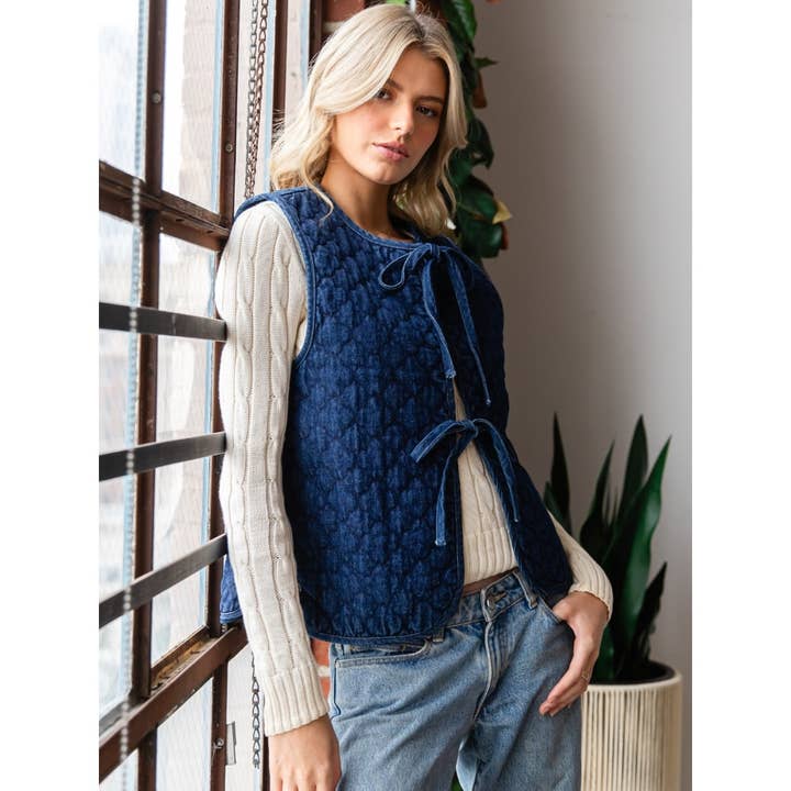 Denim Quilted Vest for wholesale on Faire
