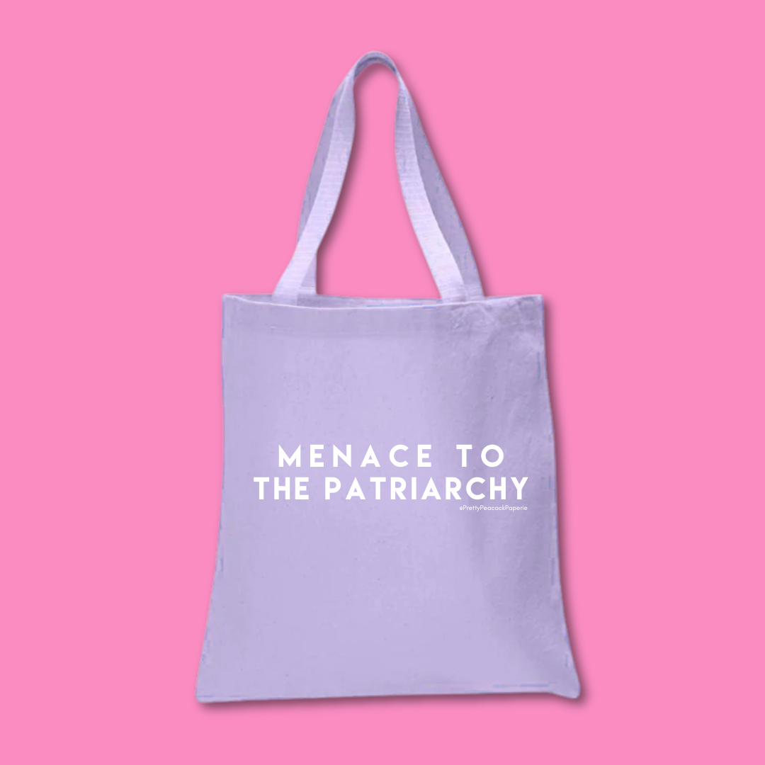 Pretty Peacock Paperie - Women's Empowerment - Wholesale Tote Bag - Women's - Menace to the Patriarchy Cotton Tote Bag0