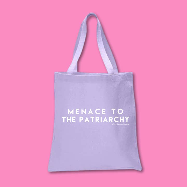 Pretty Peacock Paperie - Women's Empowerment - Wholesale Tote Bag - Women's - Menace to the Patriarchy Cotton Tote Bag