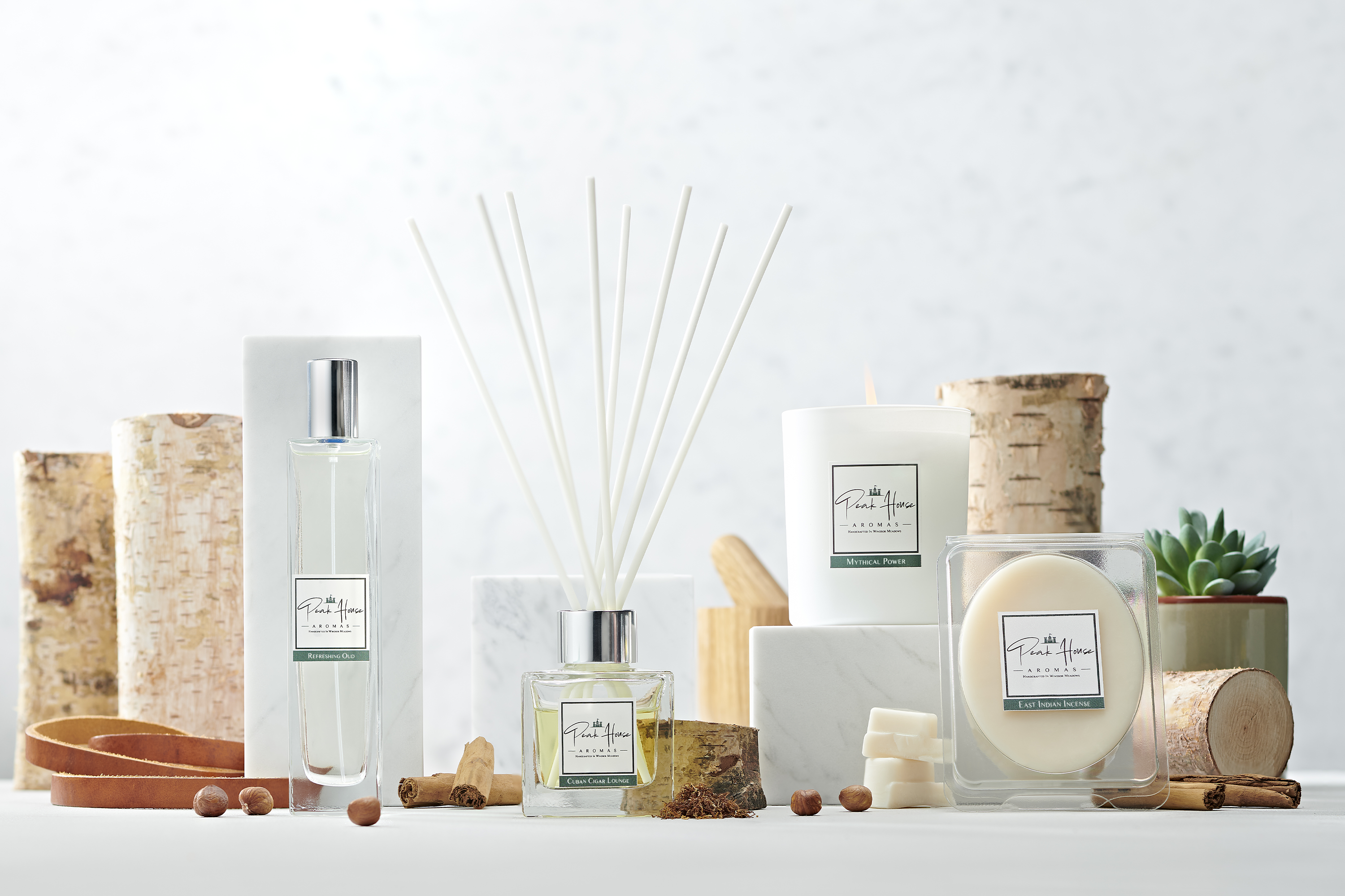 Peak House Aromas - Venta al por mayor Difusores de palitos - Difusor de láminas de humo de nogal y cuero1