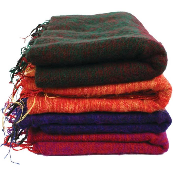 Shawl Mixed Textiles 195 x 80cm Asstd Plain for wholesale by Shared Earth