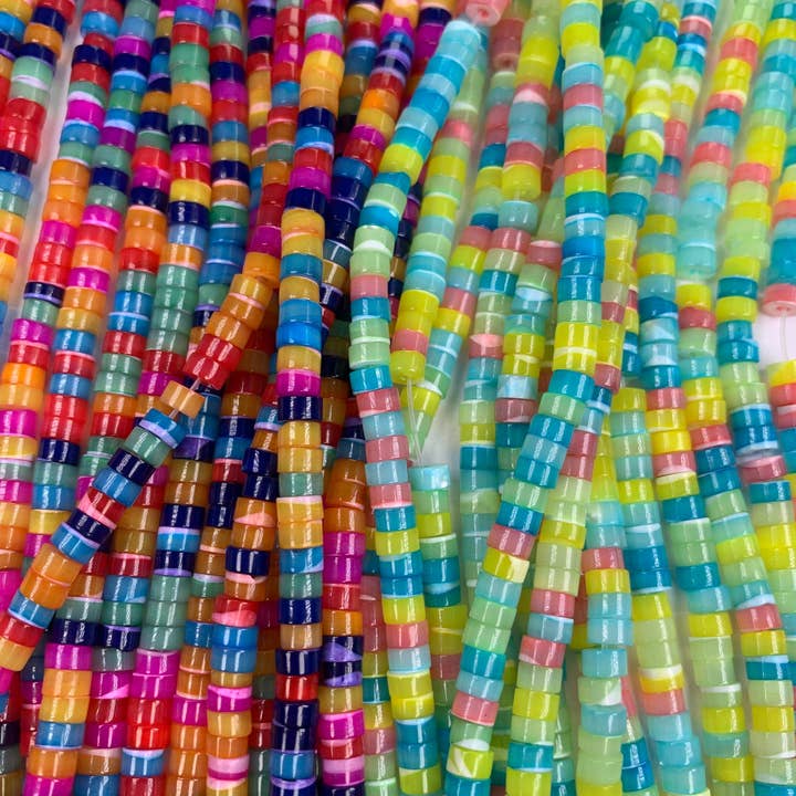 The Bead Bazaar - Wholesale Beads - Colorful Disc Rondelle Beads, 4mm Candy Shell Pearl Accent Beads, Bright Rondelle, Bulk Pastel Beads For Jewelry Making, Pony Beads, Spacer Beads2