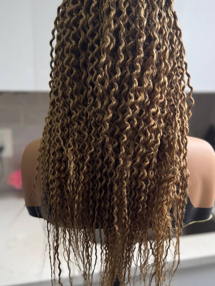 Handmade Watermelon Curly Braided Wig 24 inch color 27 for wholesale by DeNob creations