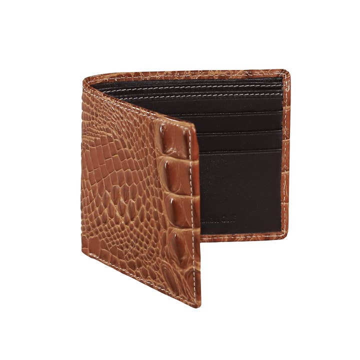 Cognac Mock Croc Leather Wallet for wholesale by Roger Ximenez