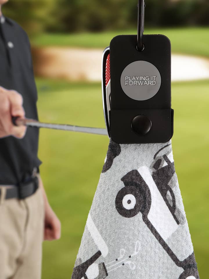 Golf Cart Drive Magnetic Microfiber Golf Towel Aqua for wholesale by Playing It Forward