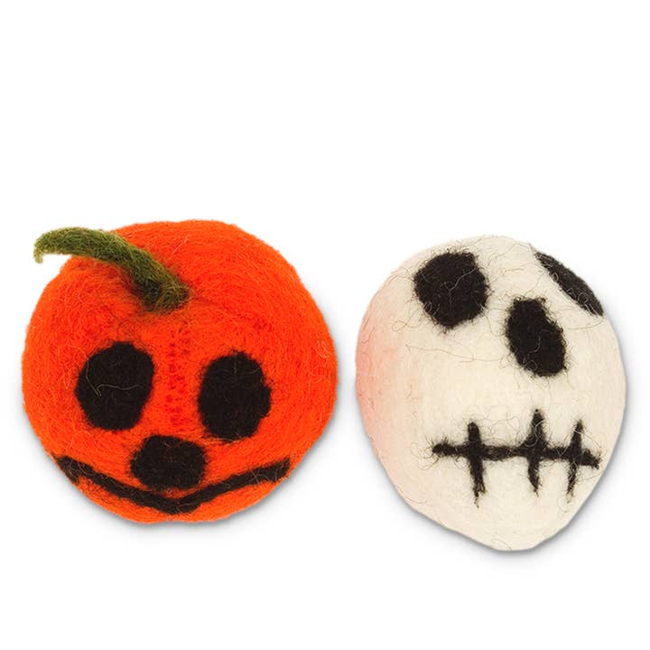 Halloween Skull and Jack-O-Lantern Cat Toy - Pack of 2 for wholesale by Karma Cat Inc.