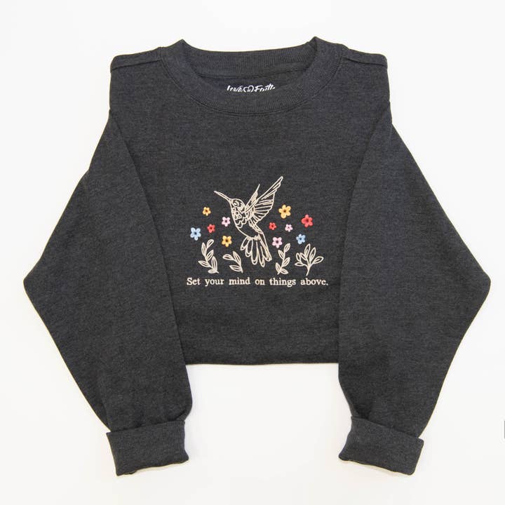 Things Above Embroidered Crewneck Sweatshirt for wholesale by Love in Faith
