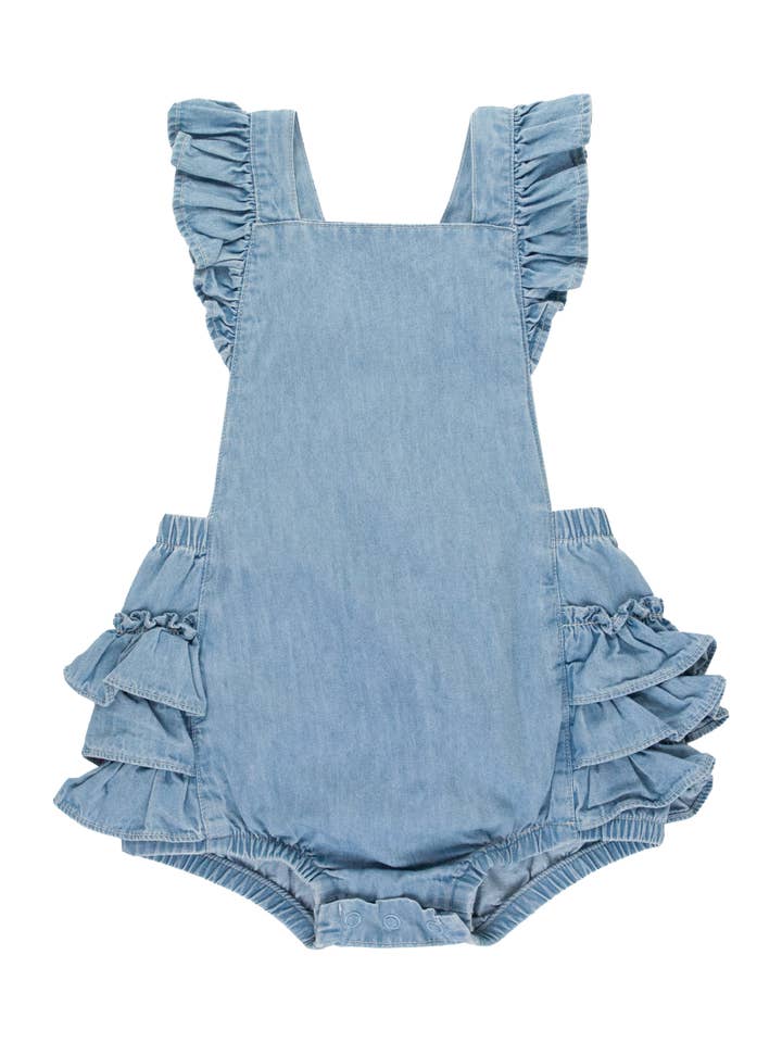 Blue Baby Girls Light Wash Denim Flutter Overall Romper
for wholesale on Faire1