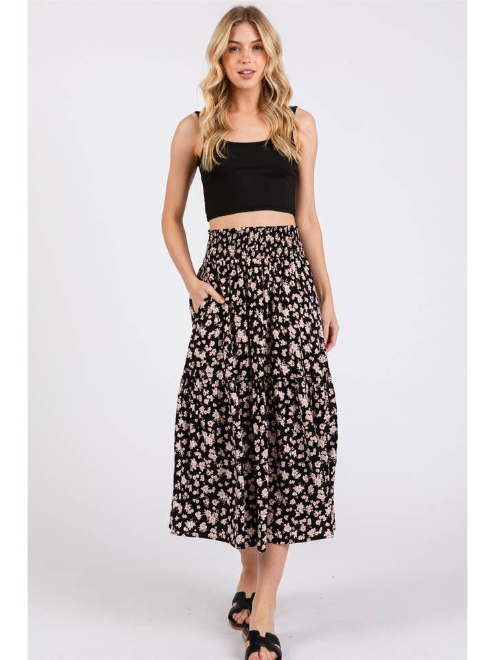 GONNA MIDI A BALZE STAMPATA DITZY per la vendita all'ingrosso da parte di Final Touch