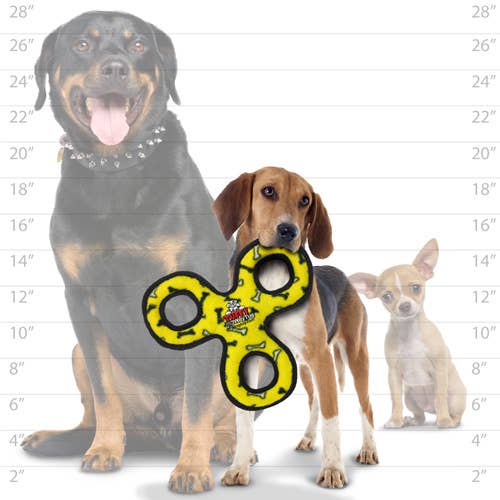 Tuffy Dog Toys - VIP Products - Vente Jouet couineur – chien - Tuffy Jr, jouet à 3 voies, jaune, durable, résistant et qui grince4