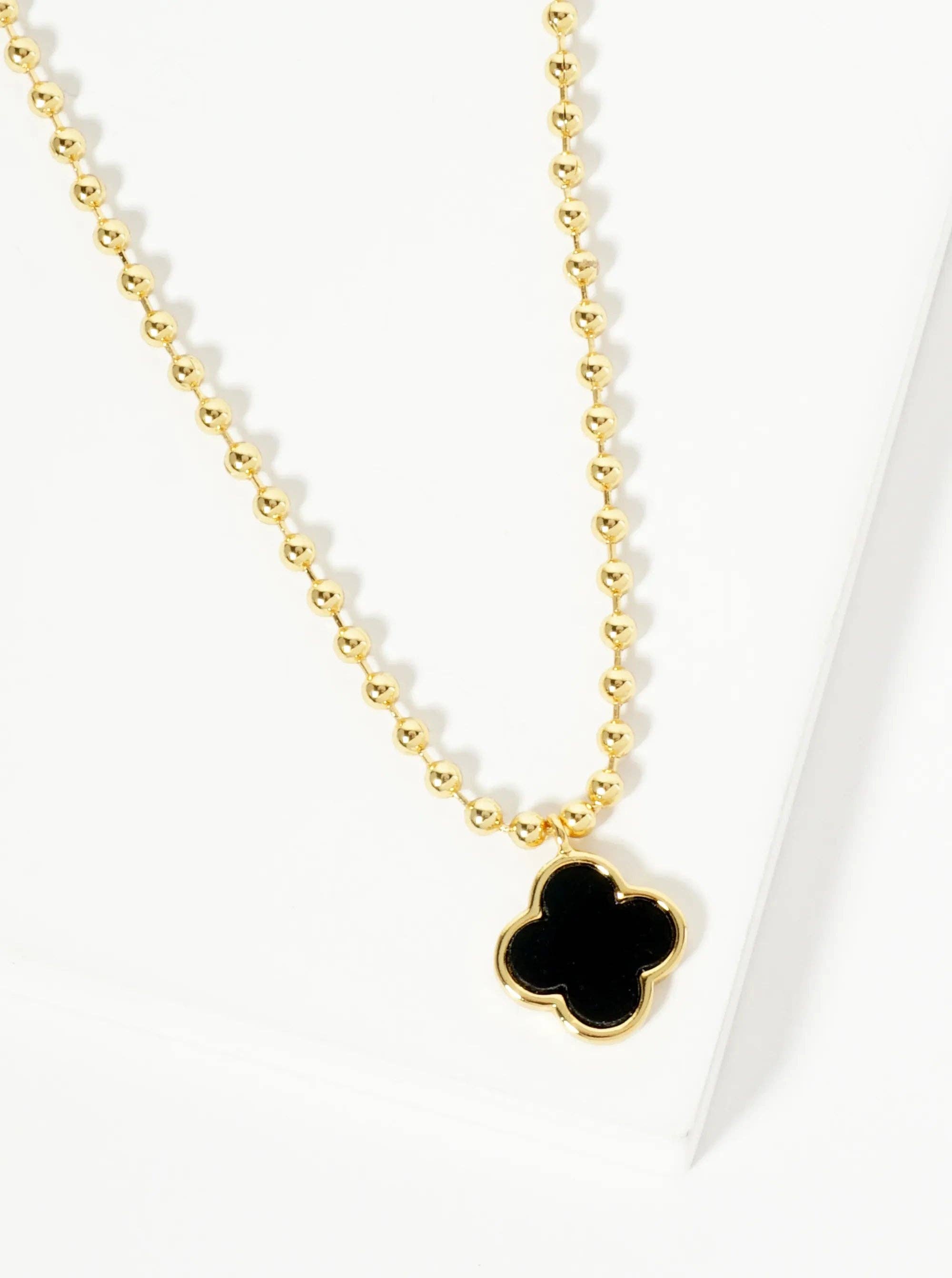 Wild Honey - Wholesale Pendant/Charm Necklace - 18K Gold Dipped 12Mm Quatrefoil Pendant Ball Chain Necklace0