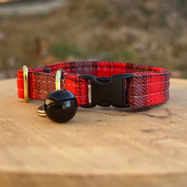 Pink Red Plaid  Cat Collar- break a way buckle  for wholesale on Faire0