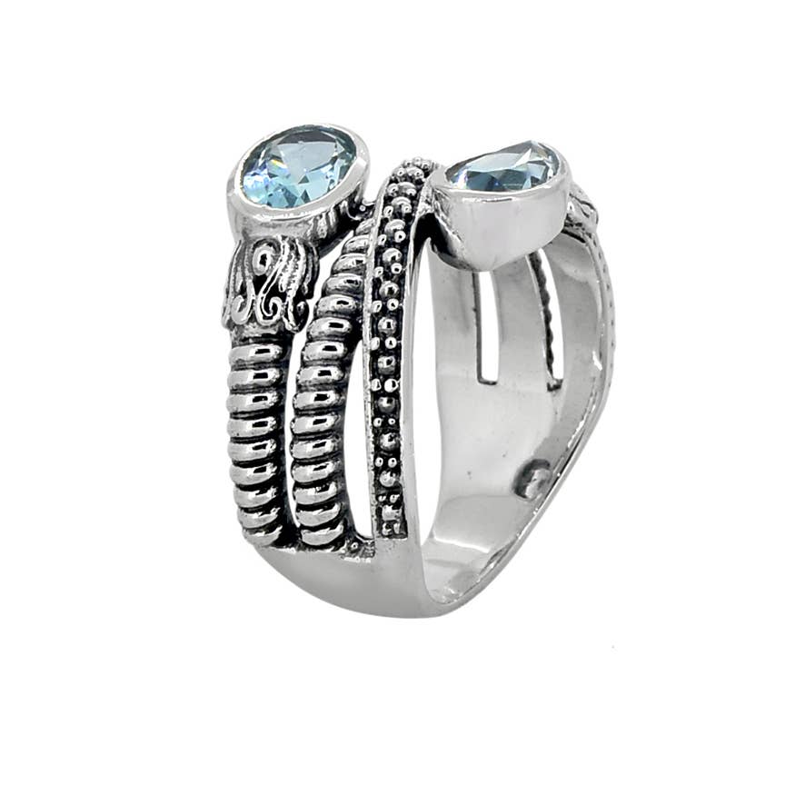 Tiramisu – Engroshandel Solitairering – Sterlingsølv blå topas ædelstens solitaire ring3