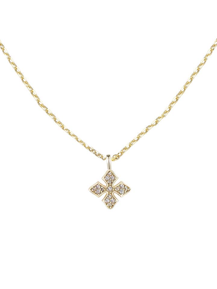 Shine Bright Cross halskæde i guld for engroshandel hos Natalie Wood Designs