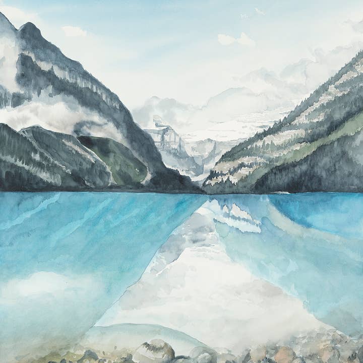 Lake Louise | Watercolour Giclee Art Print for wholesale by Rebecca Sobbi Studio