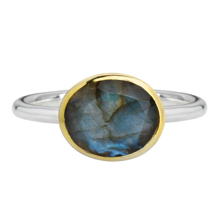 Tiramisu - Wholesale Cocktail/Statement Ring - 14k Gold Over 925 Sterling Silver Labradorite Ring2
