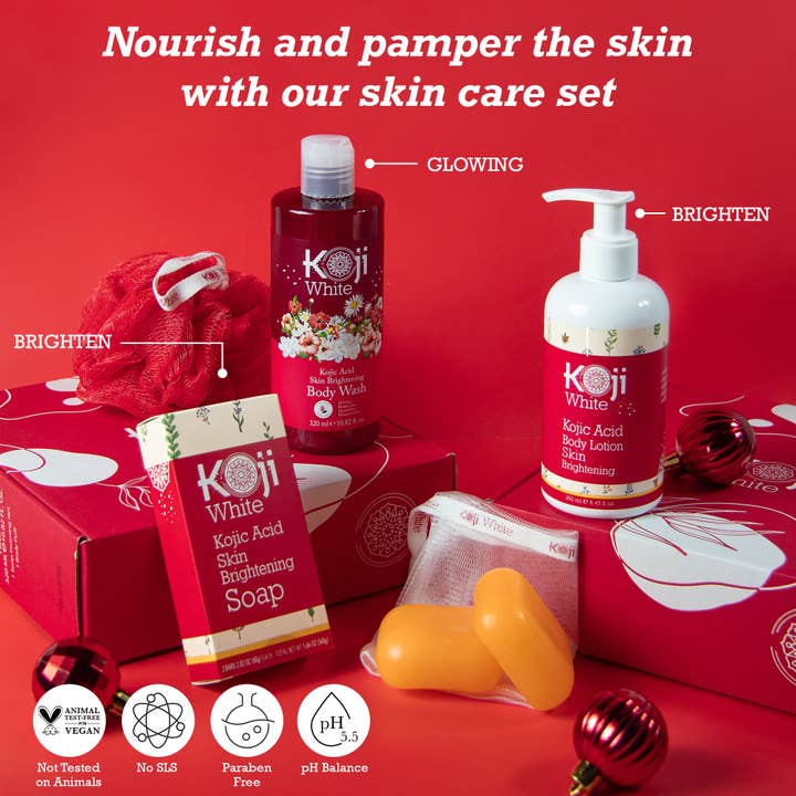 Koji White - Wholesale Bath & Body Set - Premium Box Set - Body Wash, Soap Bar and Body Lotion4