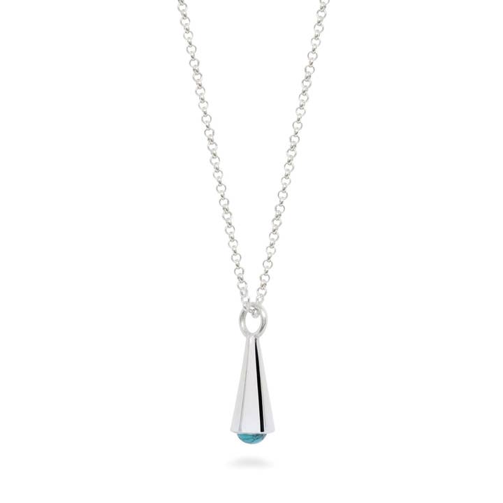 Silver Cone with Inset Birthstone Pendant Necklace for wholesale by Lime Tree Design