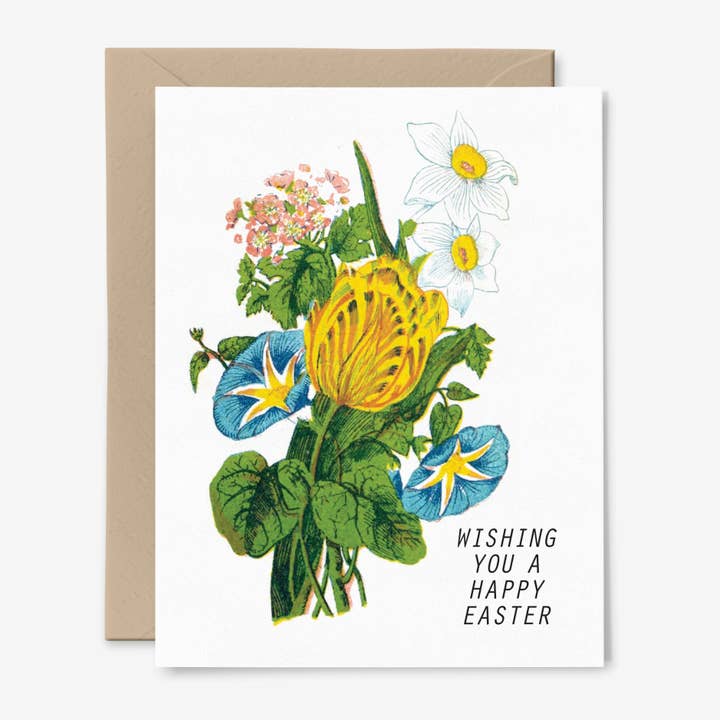 Wishing You A Happy Easter Card | Floral Bouquet | Colorful for wholesale by Hemlock House Studio
