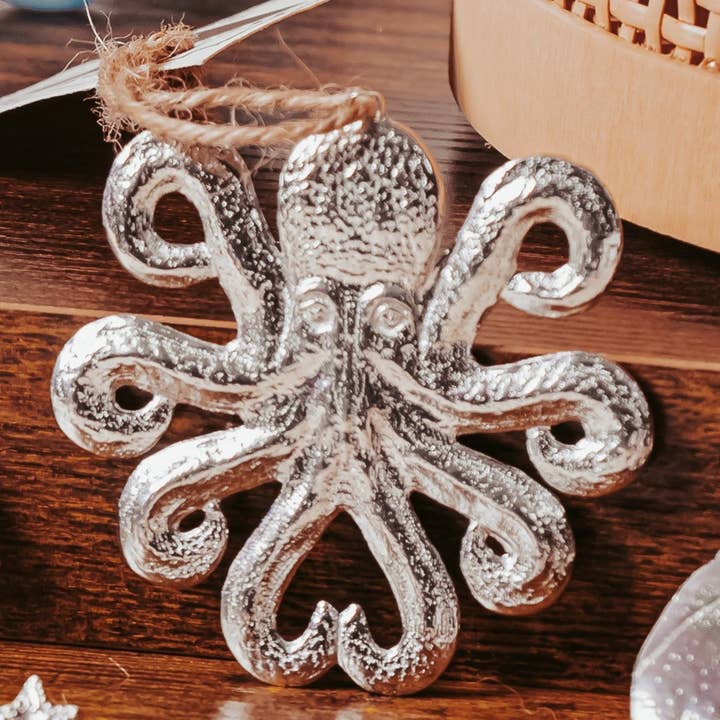 House of Morgan Pewter - Wholesale Ornament - Handmade Octopus Ornament - Octopus Gifts - Nautical Christmas Ornament 1