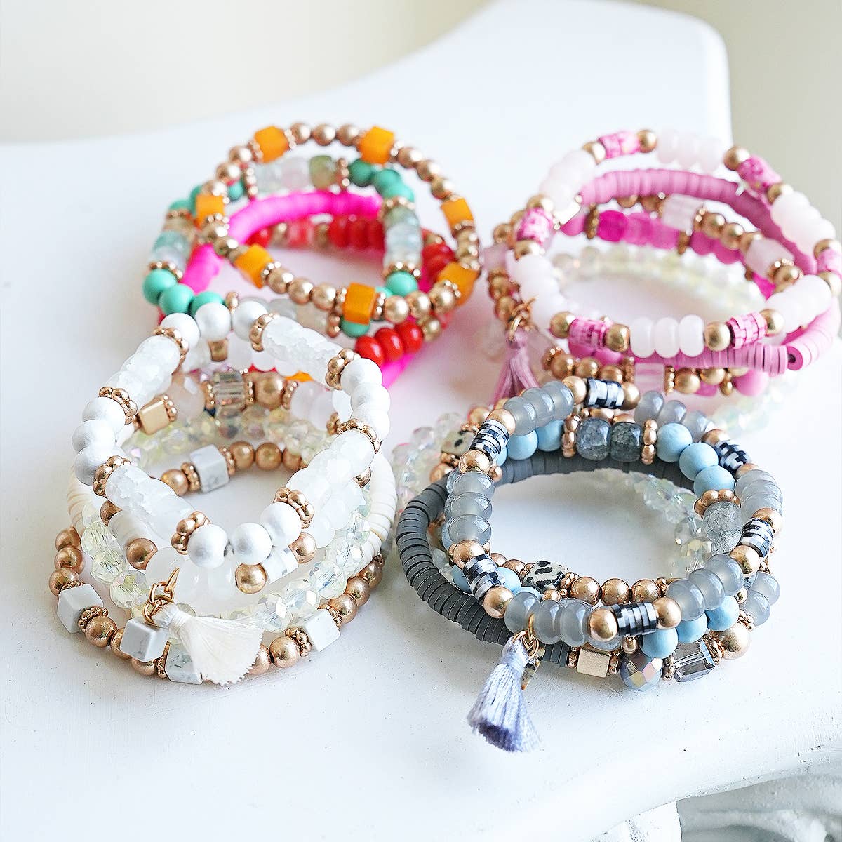 Loven x Mini Momo - Wholesale Beaded Bracelet - Beaded Bracelet Set Stack Stretch Multi Layered Boho Bangles3
