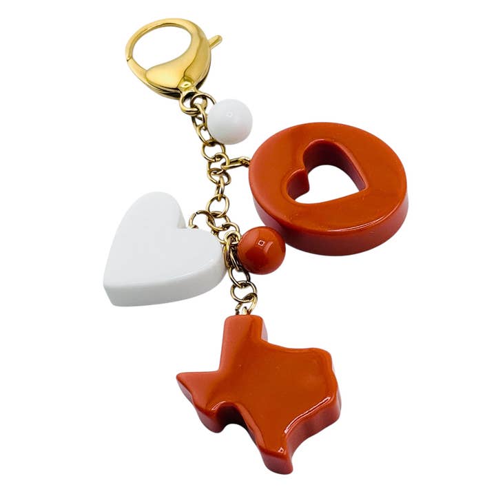Luxe League Bag Charm Texas Edition - Burnt Orange for wholesale by Gameday Luxe