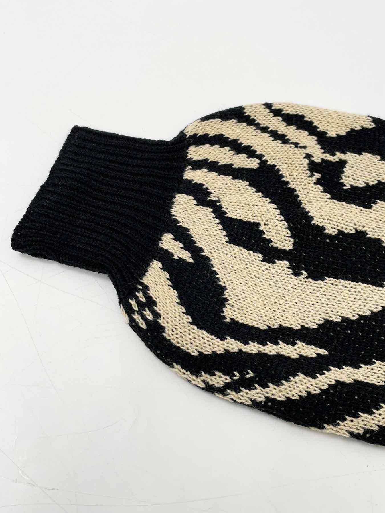 BLACK V-neck zebra print long unbuttoned cardigan for wholesale on Faire9