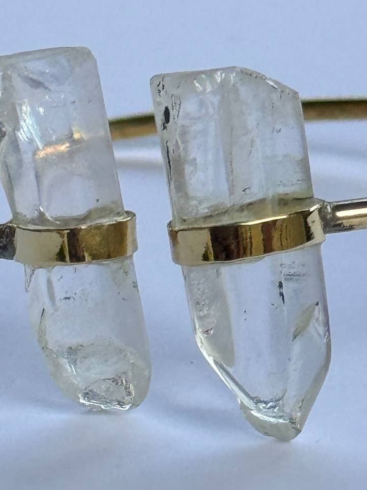 Raw Quartz Open Brass Bracelet for wholesale by The Curator