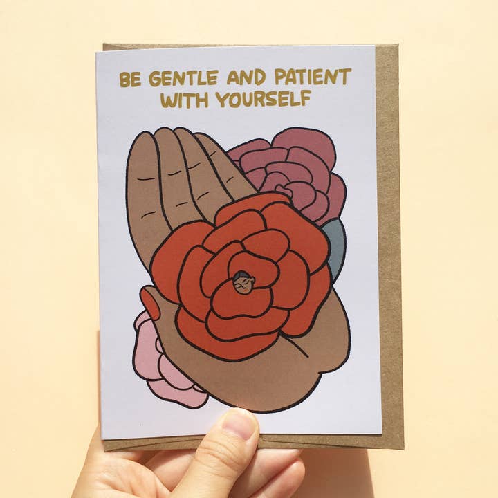 Greeting Cards - Be Gentle and Patient With Yourself for wholesale by Chonky Goods by Ping Hatta. Studio