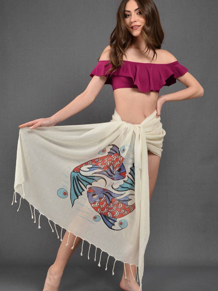 Pareo rotondo a forma di pesce in cotone per la vendita all'ingrosso da parte di Dosimira