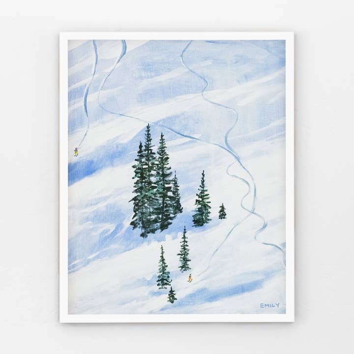 Emily Miquelon Art - Wholesale Art Print - No Friends On A Powder Day Print1