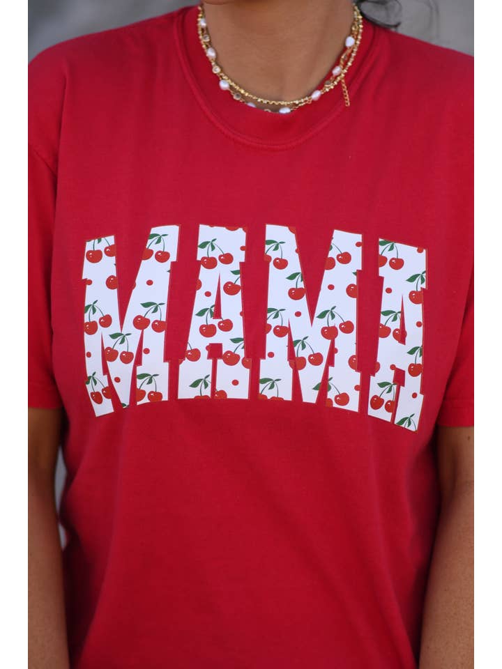 Red Mama Arch Cherry Tee for wholesale on Faire
